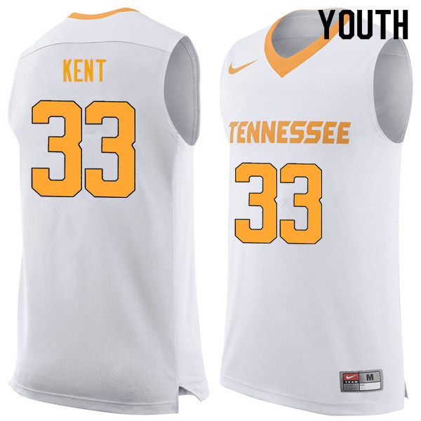 Youth #33 Zach Kent Tennessee Volunteers College Basketball Jerseys Sale-White